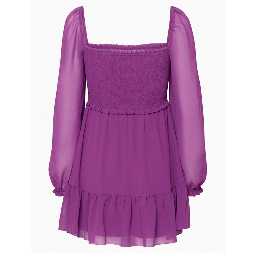 Aritzia Wilfred New Tempest Dress - Wild Berry Purple Tiered Long Sleeve Mini - Picture 2 of 10